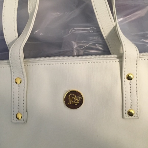 Joy Mangano genuine leather Tote Color: Gray/cream - Picture 3 of 7